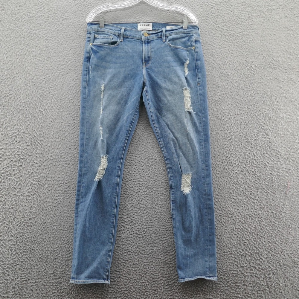 Frame‎ Denim Le Garcon Slim Boyfriend Jeans Beek St Distressed Blue Size 29